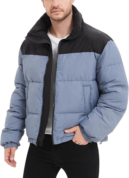 Men Puffer Jacket Winter Coats Water Resistant Long Sleeve Zip Up Lightweight Quilted Down Jackets
