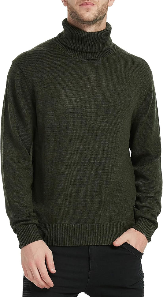 Men's Turtleneck Sweaters Wool Blend Mid-Weight Highneck Pullover Sweaters